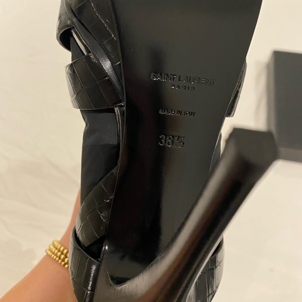 NEW Saint Laurent Tribute 105 Croc-Embossed Leather Heel - Picture 5 of 7
